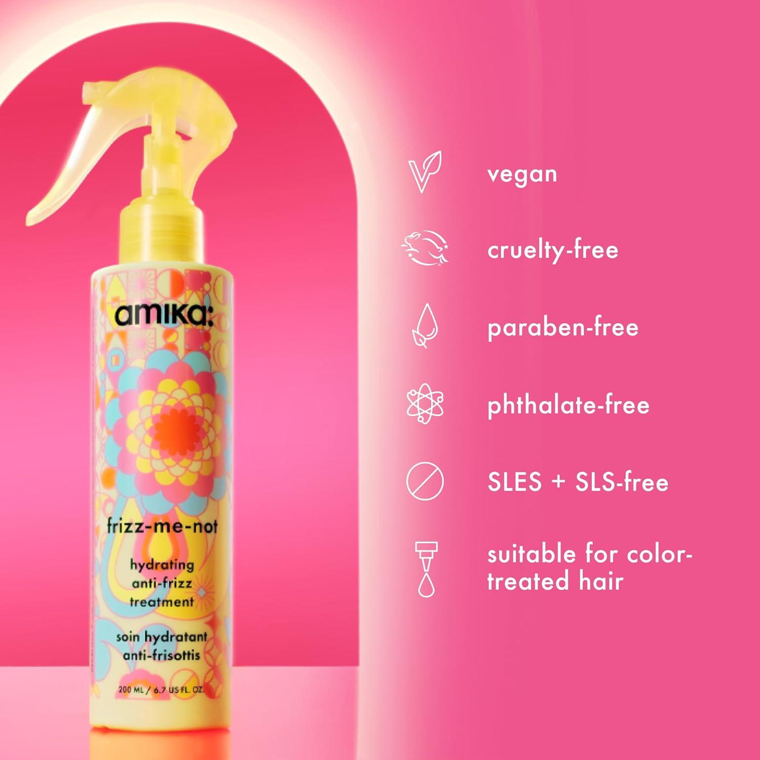 image:imageamika frizzmenot hydrating antifrizz treatment lightweight hydrating spray for medium to thick coarse hair types 2a4c humidity heat protection smooth frizz for up to 3 days2 Fl Oz Pack of 1