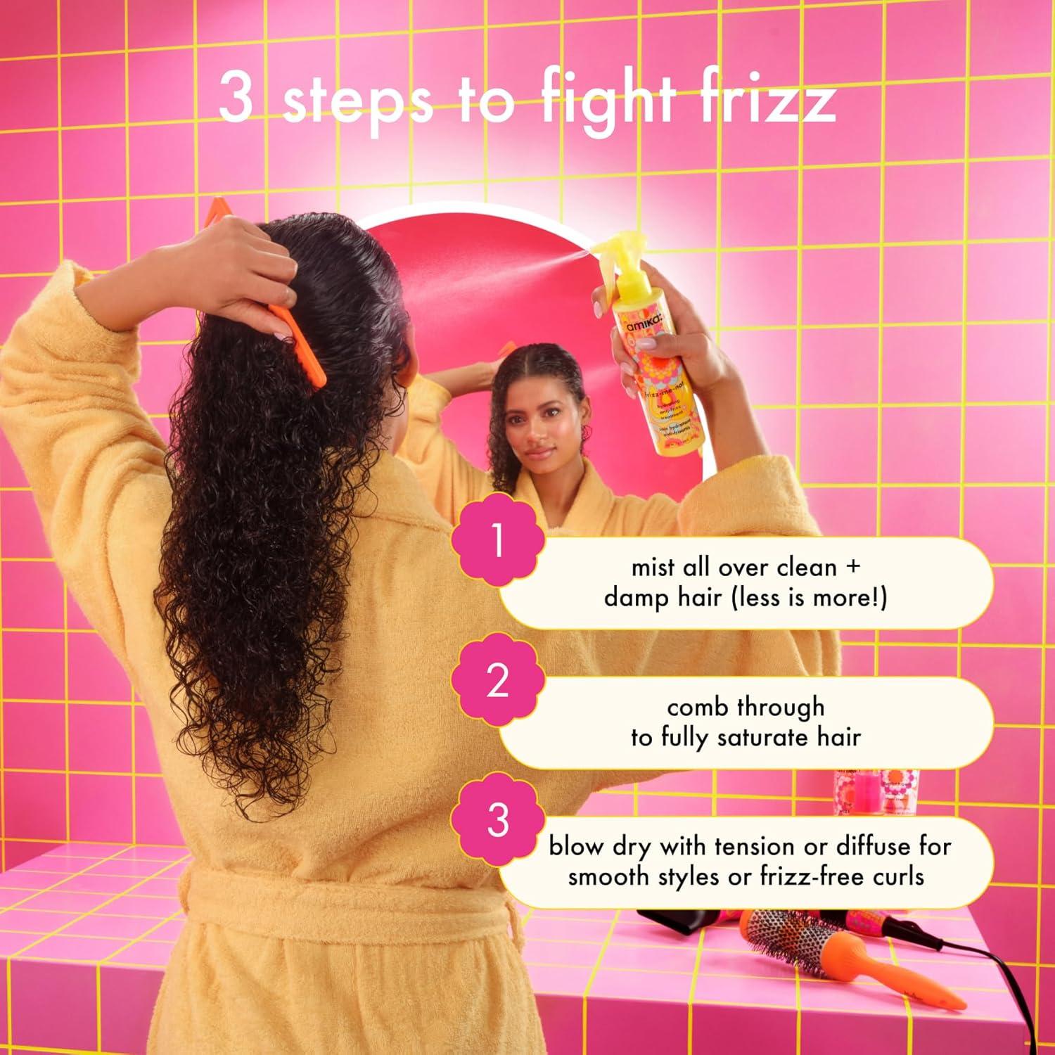 image:imageamika frizzmenot hydrating antifrizz treatment lightweight hydrating spray for medium to thick coarse hair types 2a4c humidity heat protection smooth frizz for up to 3 days2 Fl Oz Pack of 1
