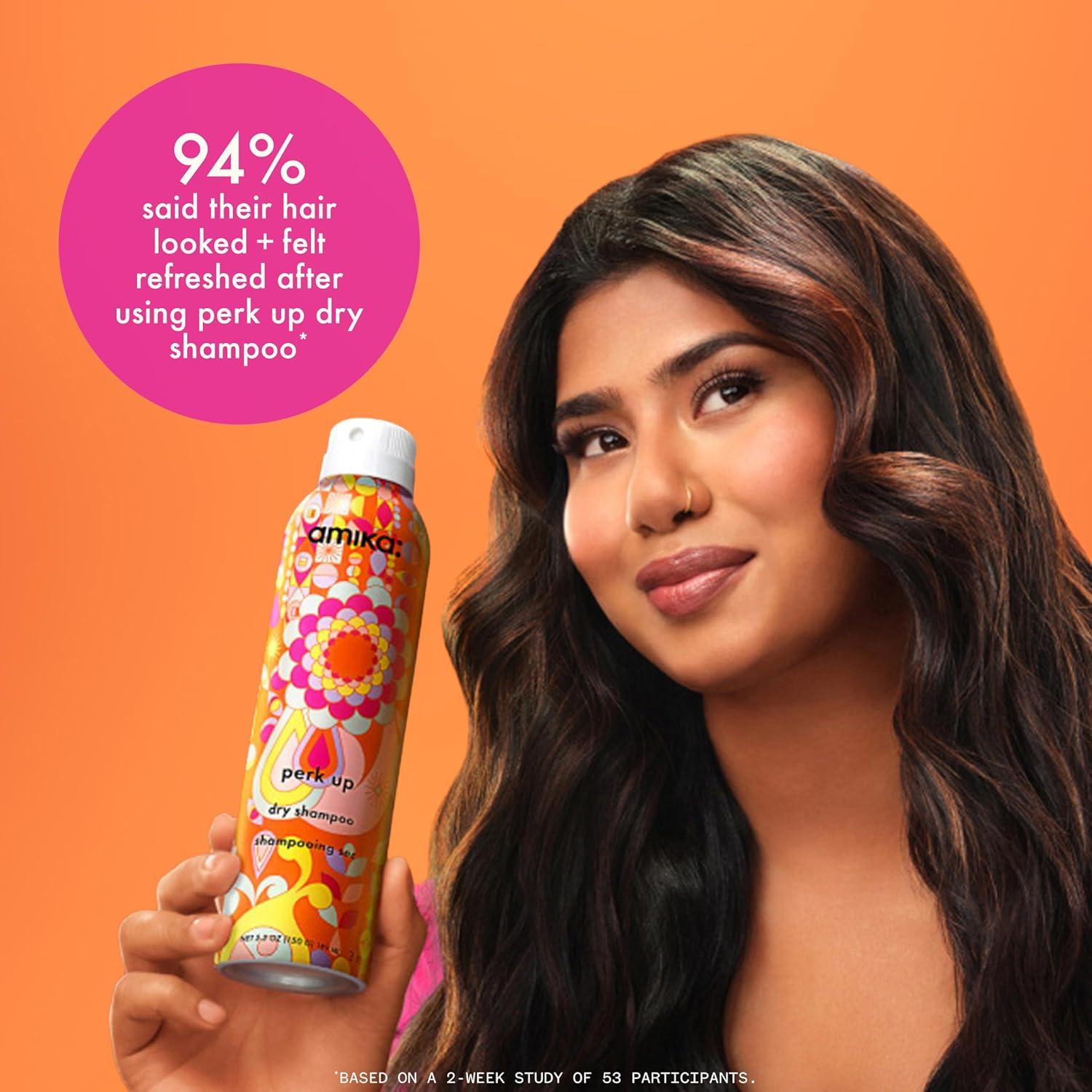 image:imageamika perk up talcfree dry shampoo refreshes roots with a voluminous oomph between washes no white residue absorbs oil reduces odor for all hair typesan uplifting blend of bright pink grapefruit juicy apricot warm vanilla