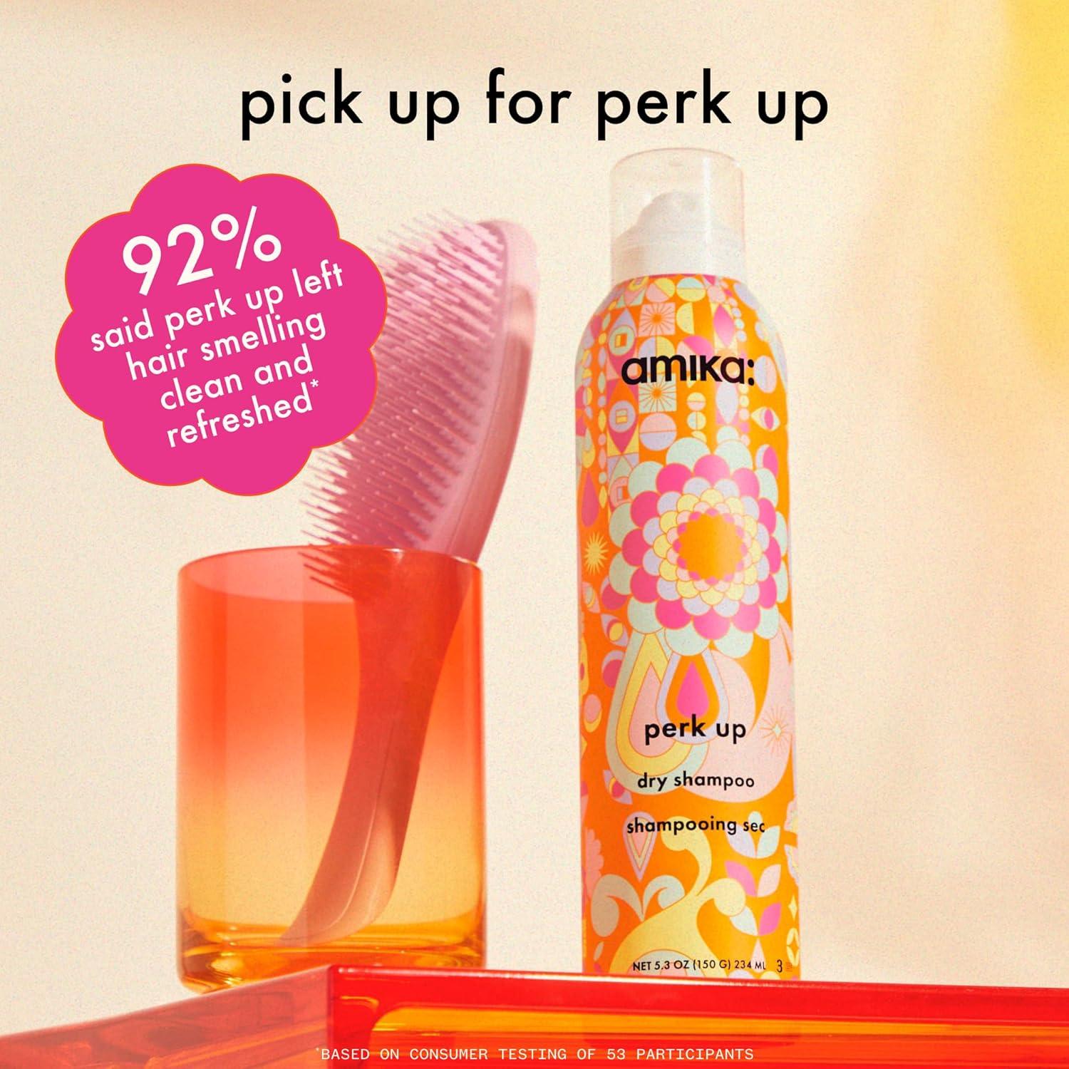 image:imageamika perk up talcfree dry shampoo refreshes roots with a voluminous oomph between washes no white residue absorbs oil reduces odor for all hair typesan uplifting blend of bright pink grapefruit juicy apricot warm vanilla