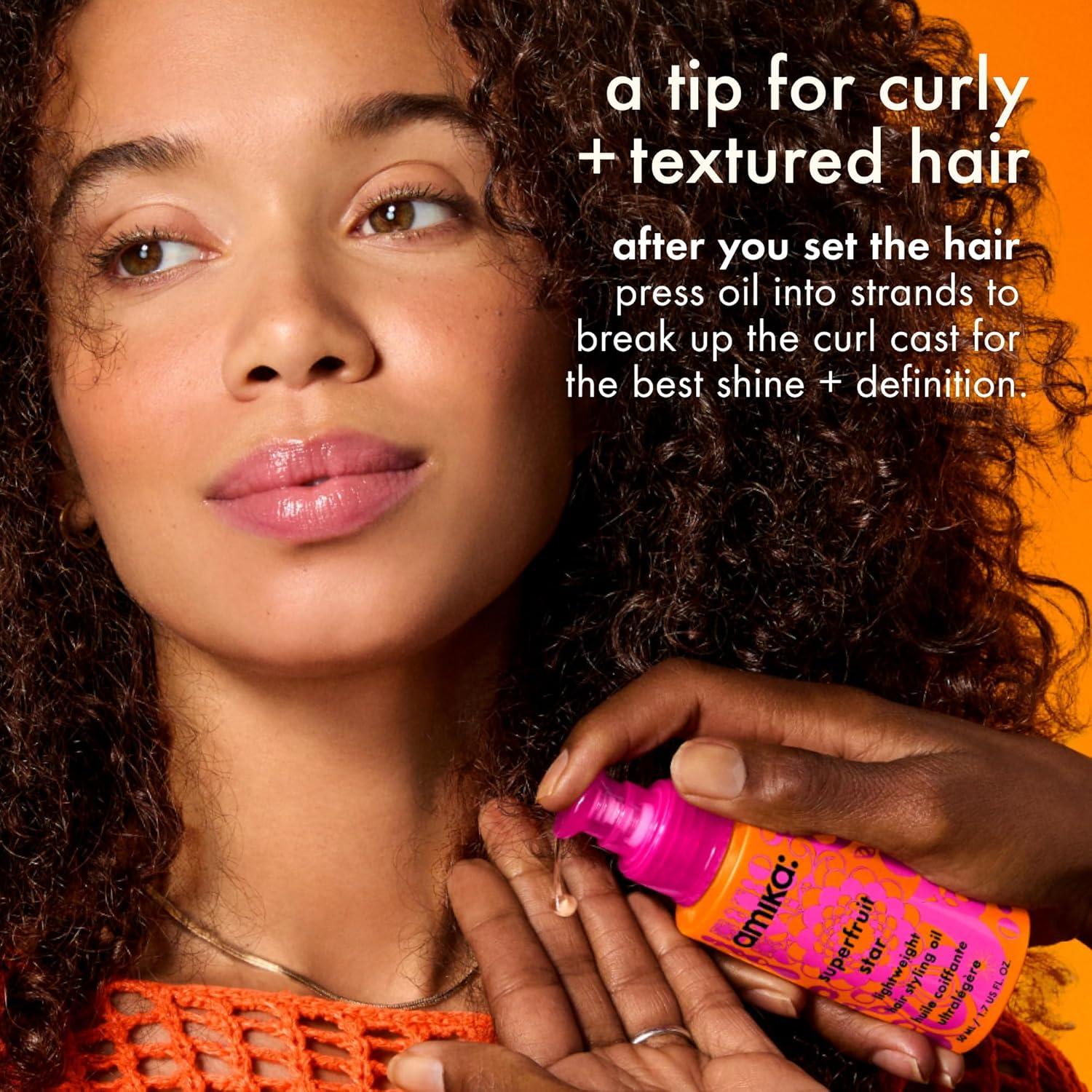 image:imageamika superfruit star lightweight hair styling heat defense oil heat protection strengthen reduce breakage smooth frizz add glossy shine for all hair types067 Fl Oz Pack of 1
