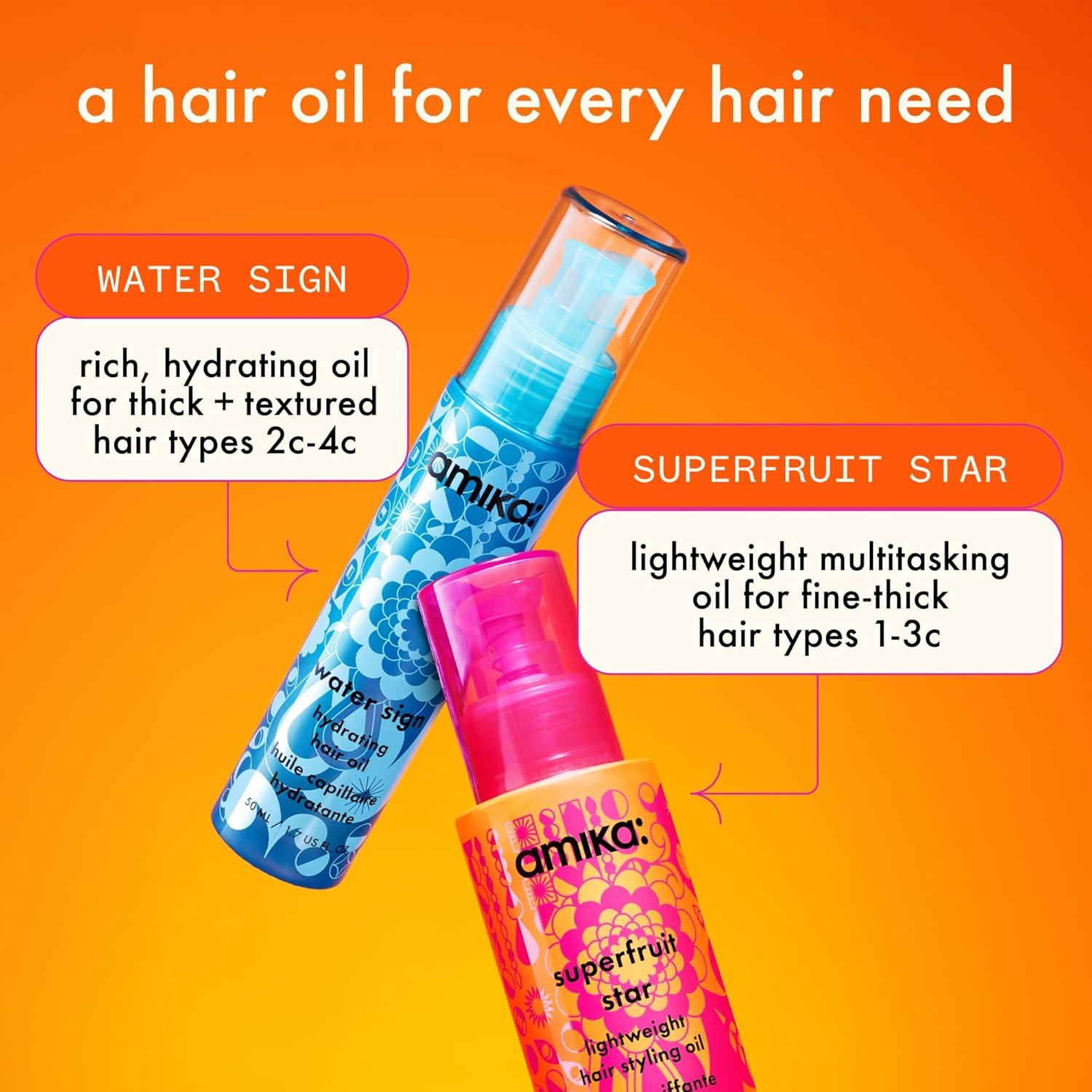 image:imageamika superfruit star lightweight hair styling heat defense oil heat protection strengthen reduce breakage smooth frizz add glossy shine for all hair types17 Fl Oz Pack of 1