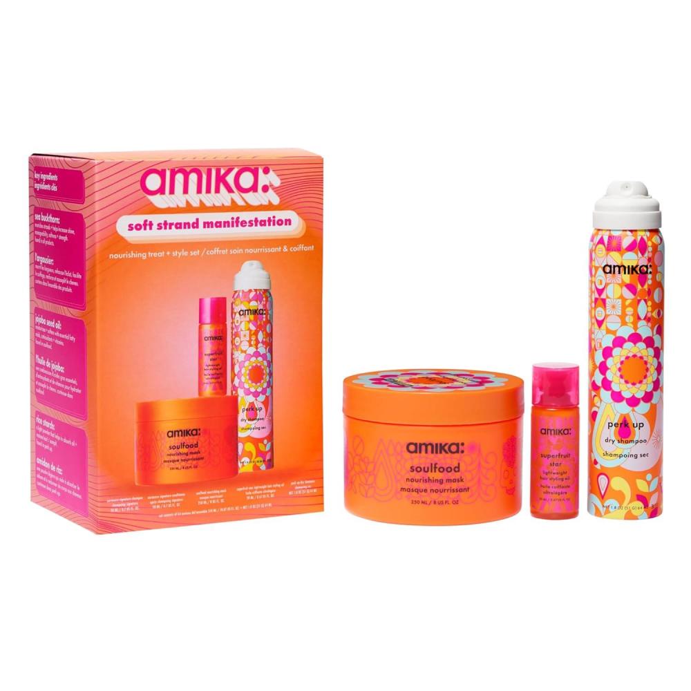image:imageamika soft strand manifestation nourishing treat  style set  set for soft hair  for all hair types  full size soulfood travel size perk up  superfruit star